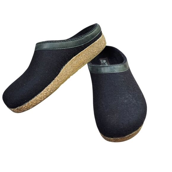 Haflinger Shoes - Haflinger black grizzly wool felt slip-on clogs mules Sz 40/ 9